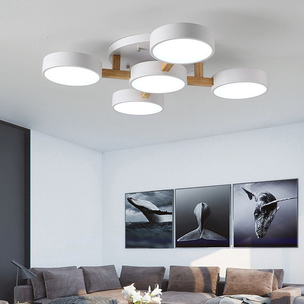 Iron Wood Modern LED Bedroom Ceiling Light