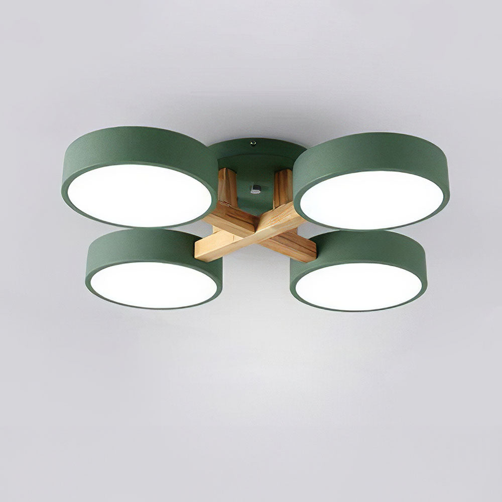 Iron Wood Modern LED Bedroom Ceiling Light
