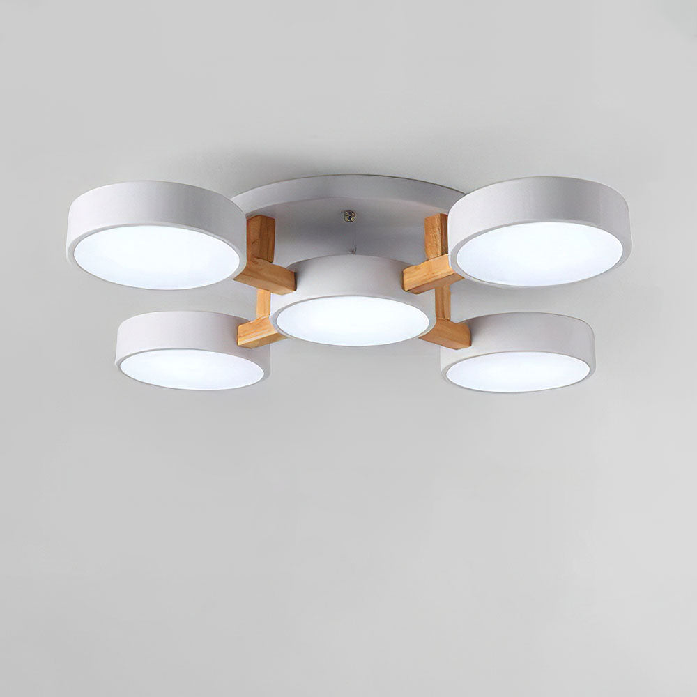 Iron Wood Modern LED Bedroom Ceiling Light