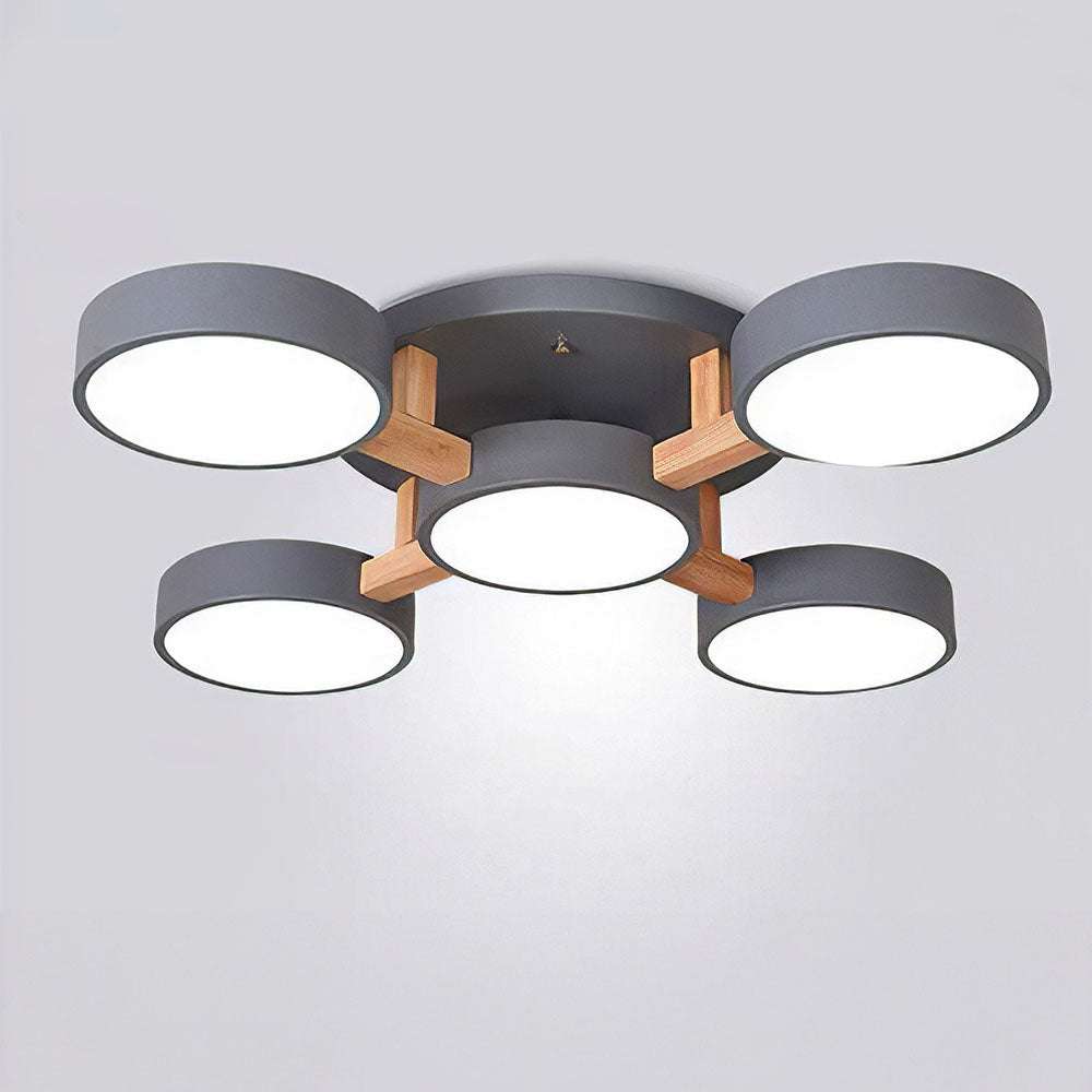 Iron Wood Modern LED Bedroom Ceiling Light