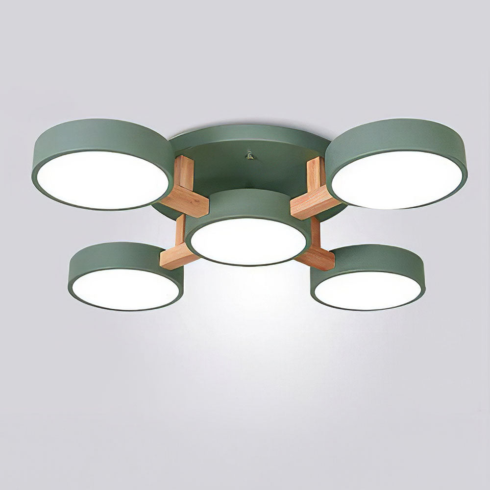 Iron Wood Modern LED Bedroom Ceiling Light