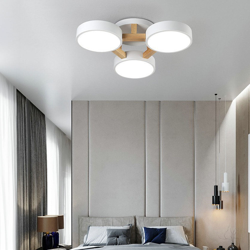 Iron Wood Modern LED Bedroom Ceiling Light