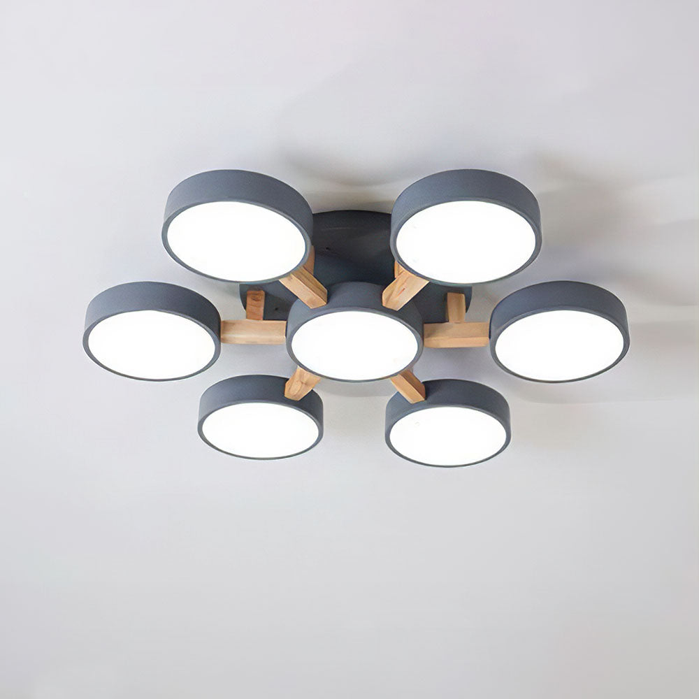 Iron Wood Modern LED Bedroom Ceiling Light