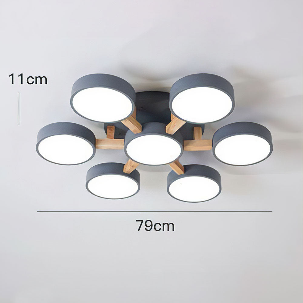 Iron Wood Modern LED Bedroom Ceiling Light