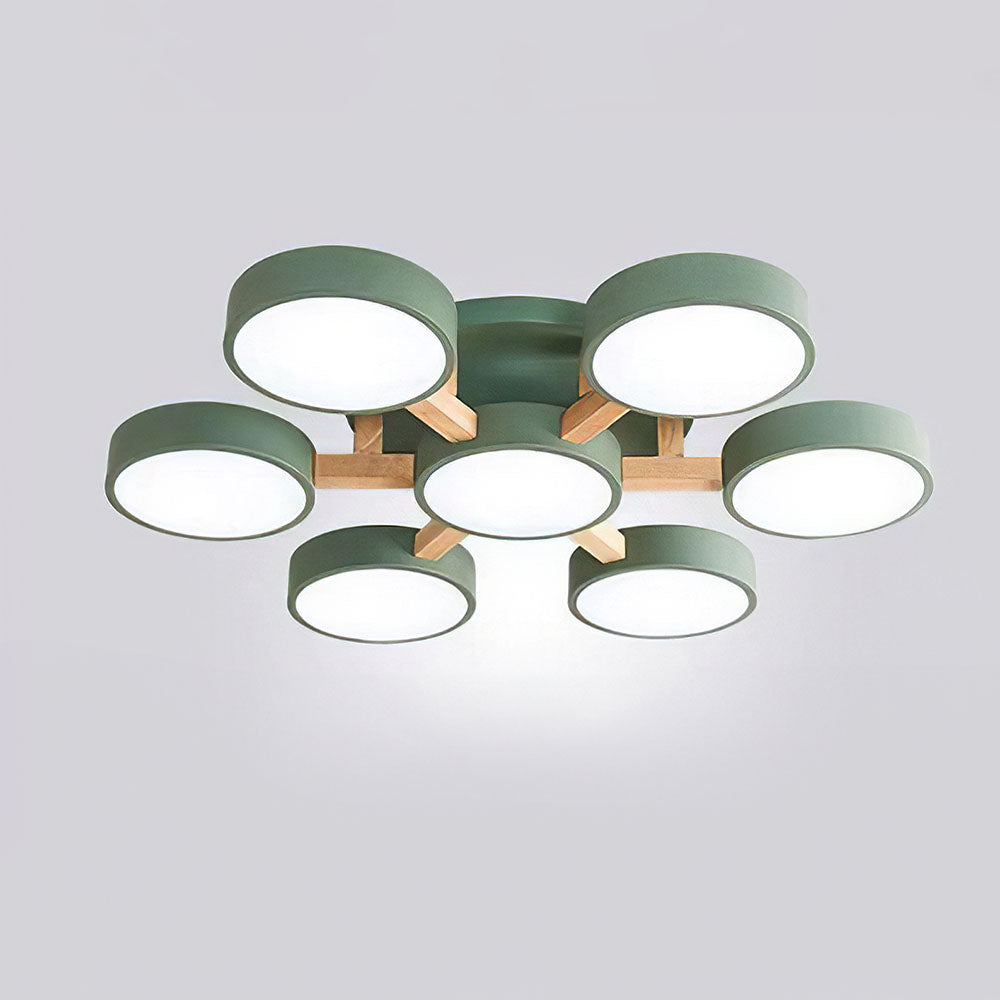 Iron Wood Modern LED Bedroom Ceiling Light