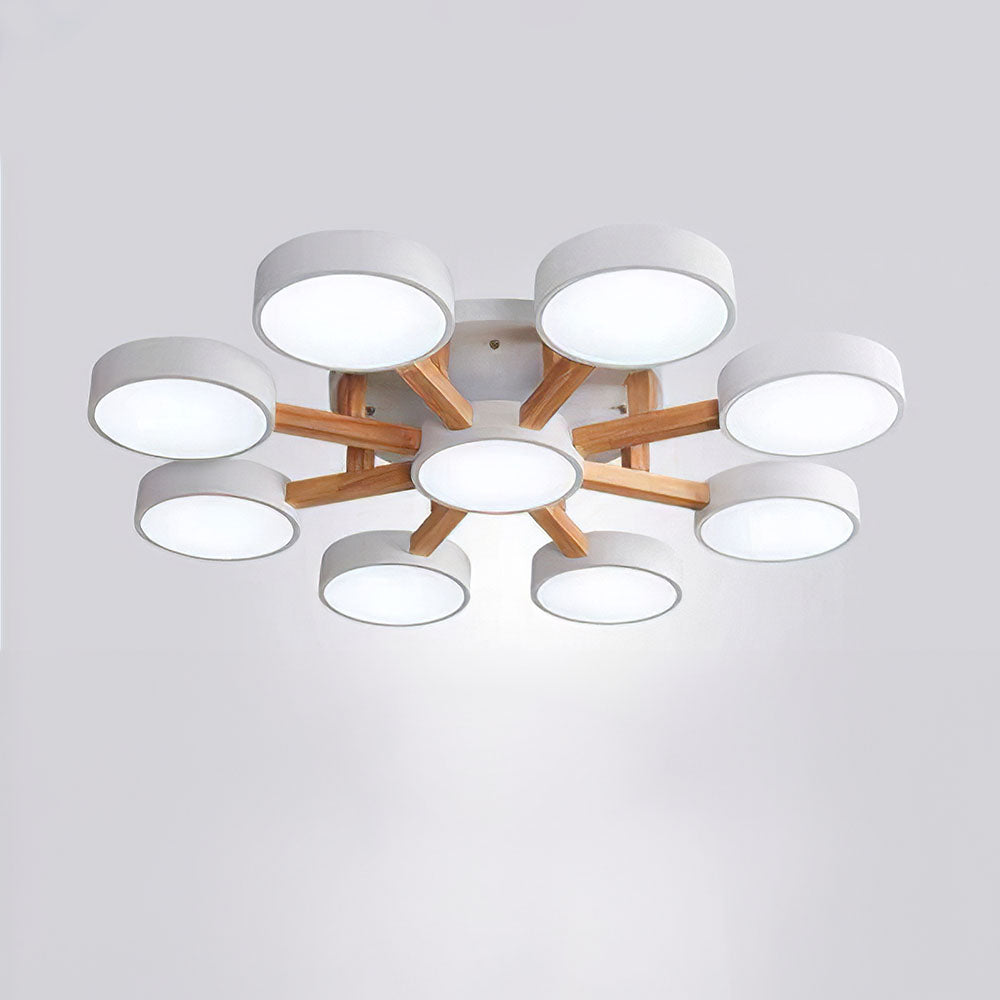 Iron Wood Modern LED Bedroom Ceiling Light