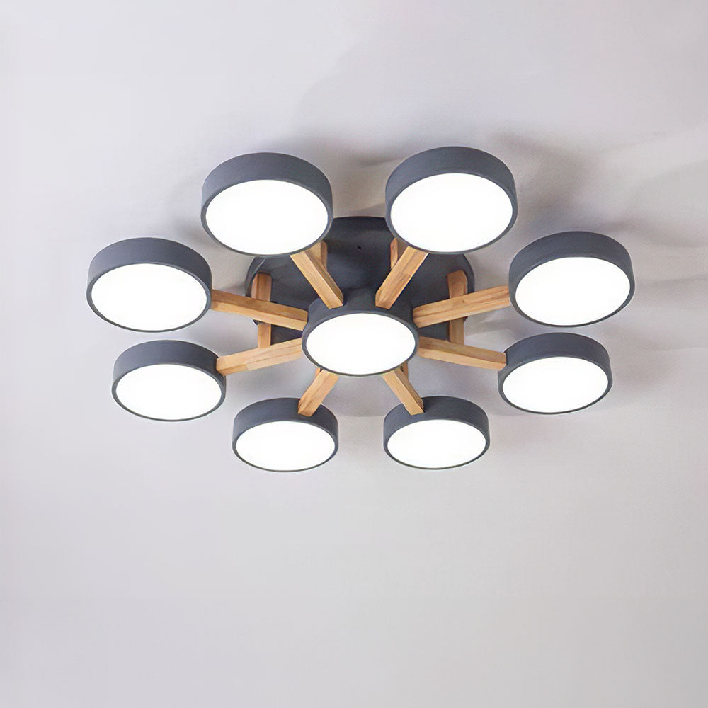 Iron Wood Modern LED Bedroom Ceiling Light