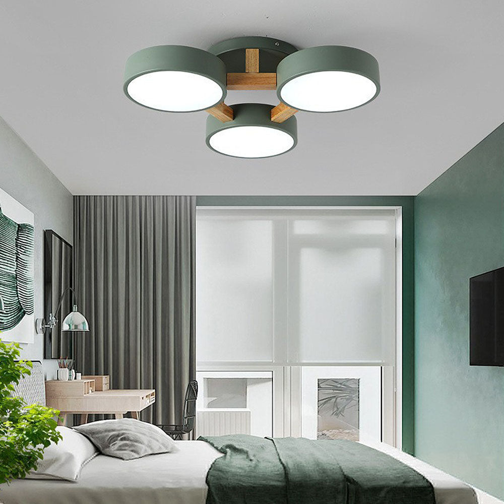 Iron Wood Modern LED Bedroom Ceiling Light