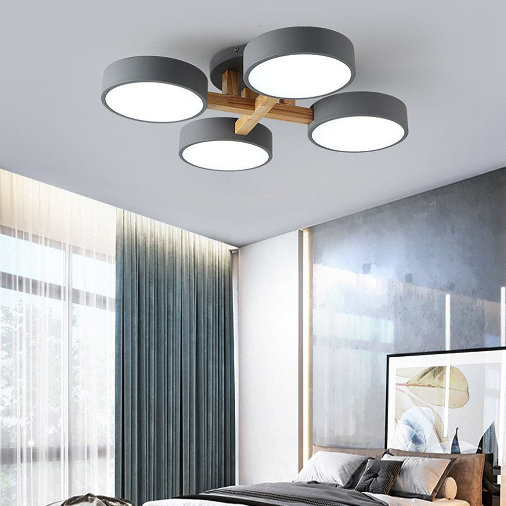 Iron Wood Modern LED Bedroom Ceiling Light