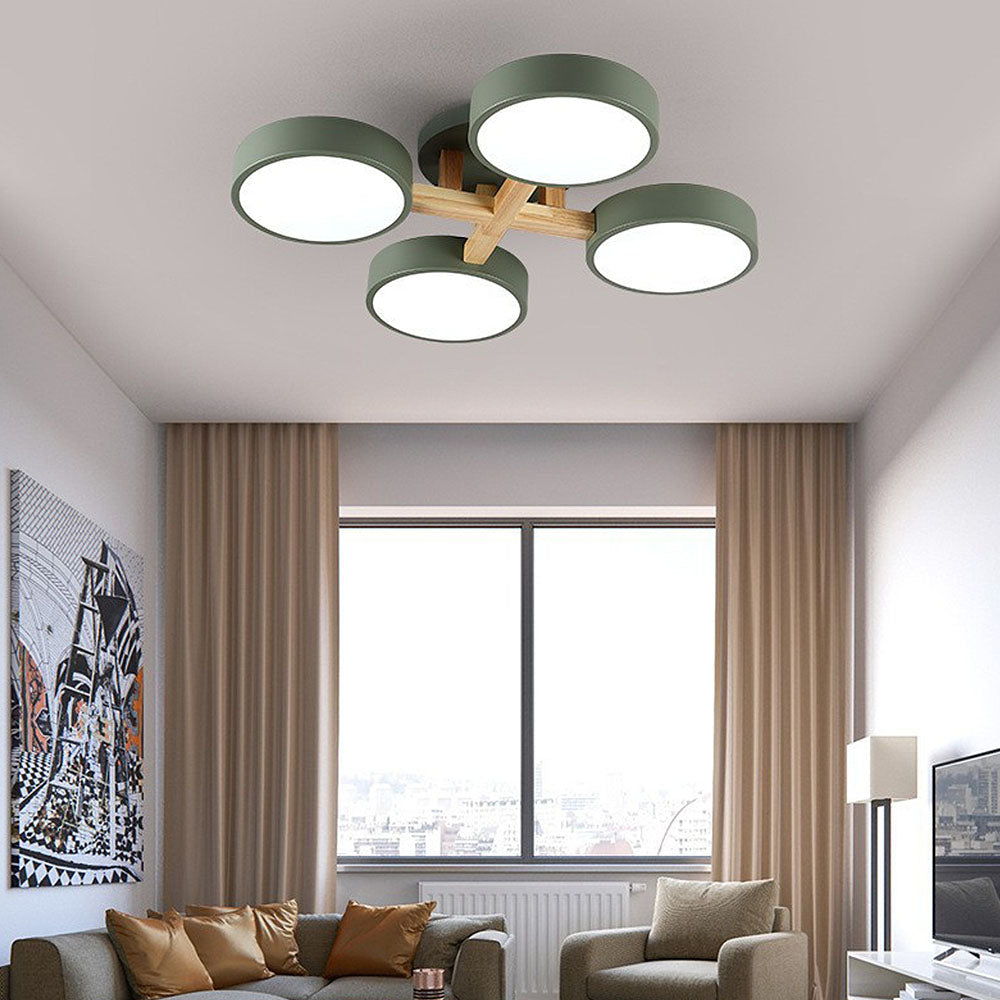 Iron Wood Modern LED Bedroom Ceiling Light