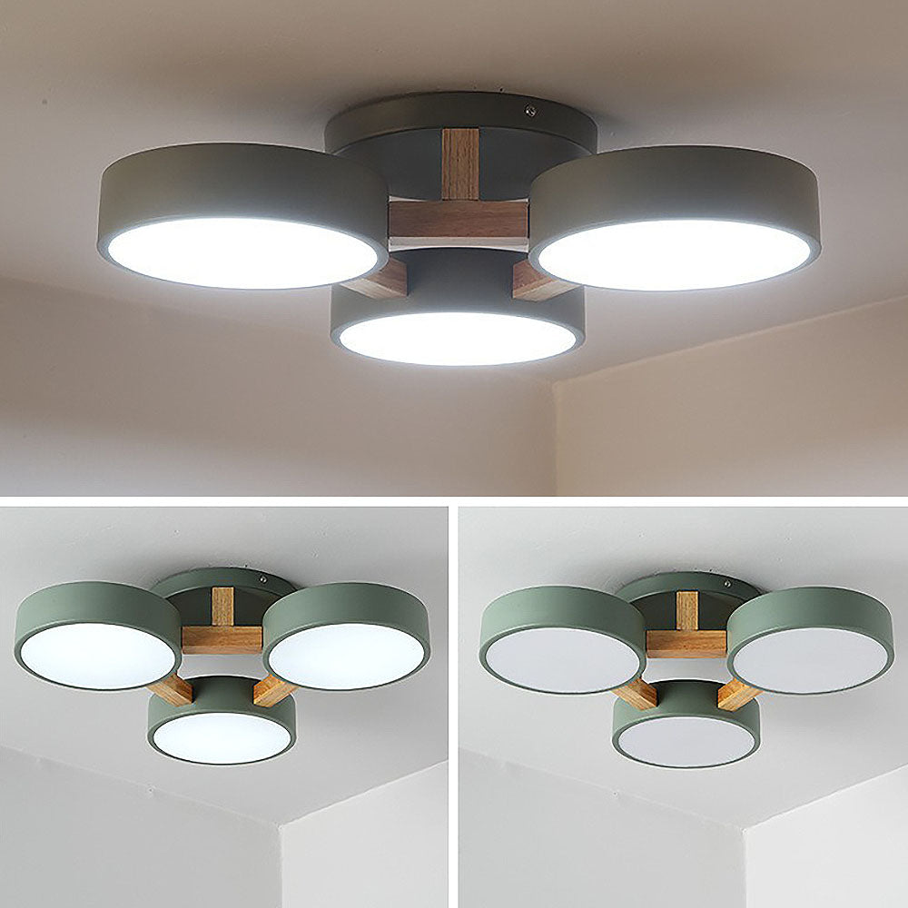 Iron Wood Modern LED Bedroom Ceiling Light