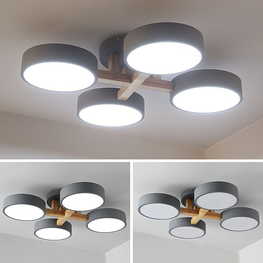 Iron Wood Modern LED Bedroom Ceiling Light
