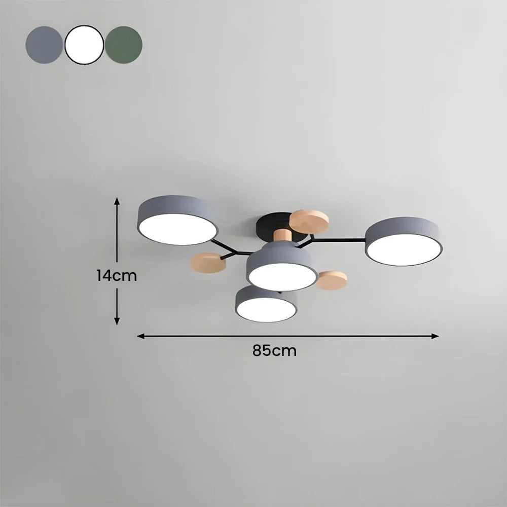 Modern Round Iron LED Semi-Flush Ceiling Chandelier