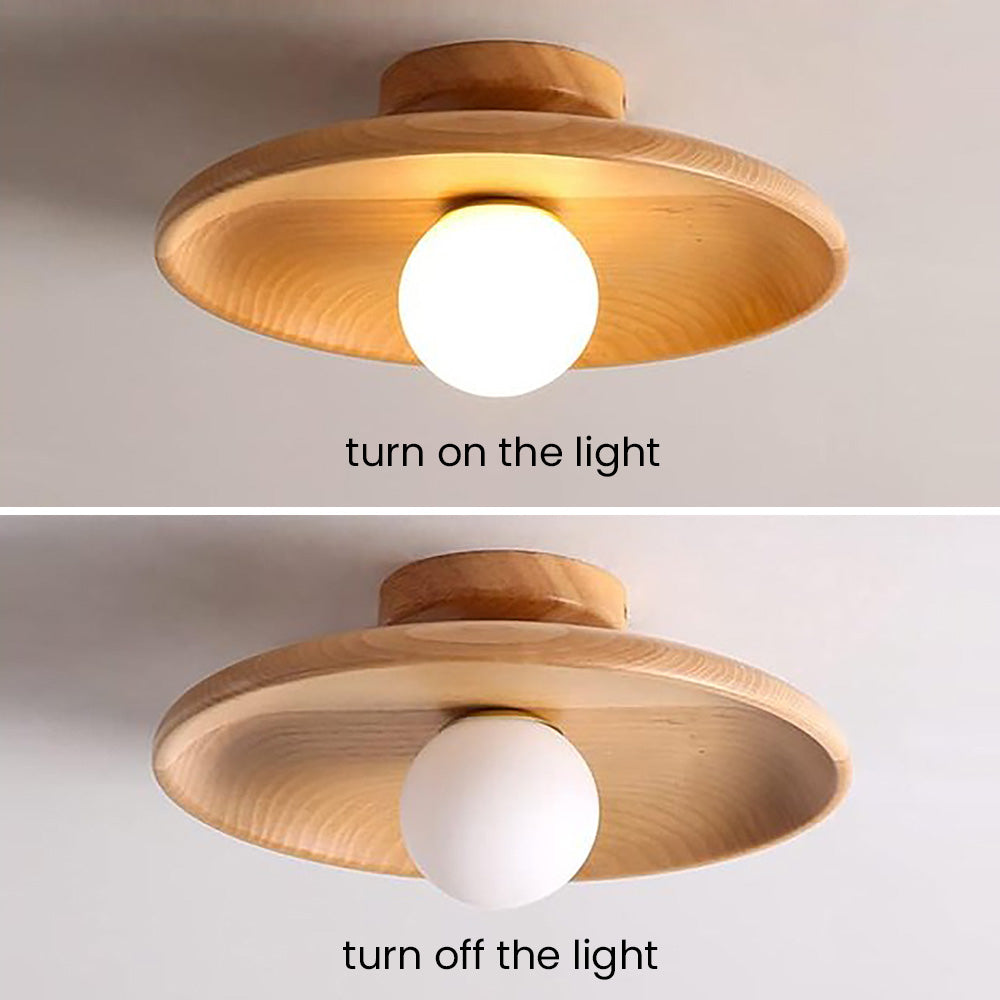 Nordic Wooden Minimalist Round Hallway Ceiling Light