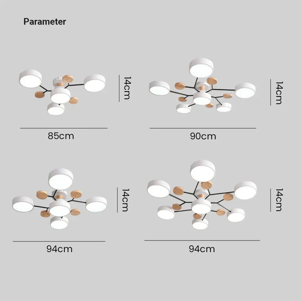 Modern Round Iron LED Semi-Flush Ceiling Chandelier