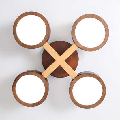 Iron Wood Modern LED Bedroom Ceiling Light