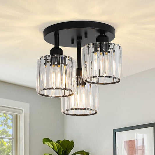 Modern Crystal Semi Flush Mount Bedroom Ceiling Light