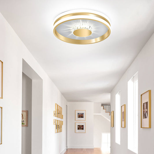 Gold Crystal LED Hallway Ceiling Light