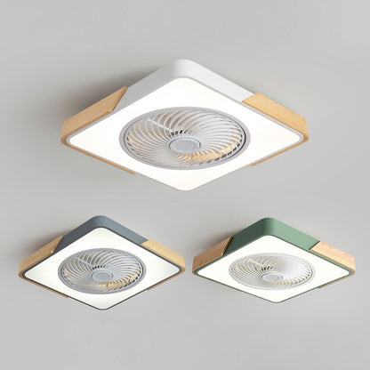 Round Modern Wood Ceiling Fans With LED Lights