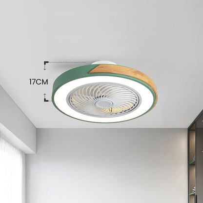 Round Modern Wood Ceiling Fans With LED Lights