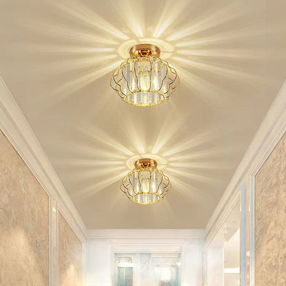 Gold Crystal Hallway Ceiling Light