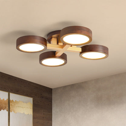 Iron Wood Modern LED Bedroom Ceiling Light