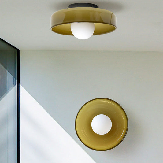 Modern Round Glass Flush Mount Kitchen Ceiling Light