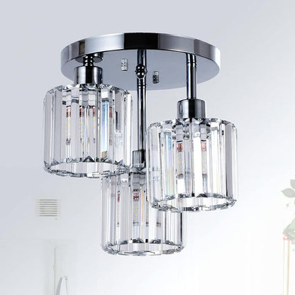 Modern Crystal Semi Flush Mount Bedroom Ceiling Light