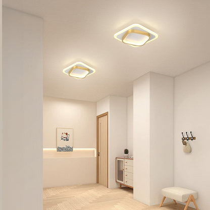 Gold Square LED Living Room Ceiling Light