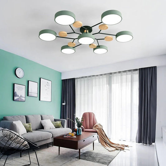 Modern Round Iron LED Semi-Flush Ceiling Chandelier