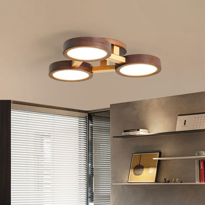Iron Wood Modern LED Bedroom Ceiling Light