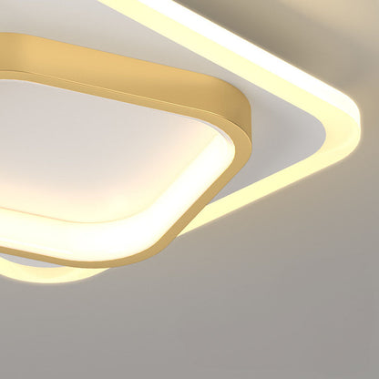 Gold Square LED Living Room Ceiling Light