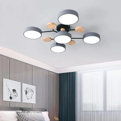 Modern Round Iron LED Semi-Flush Ceiling Chandelier