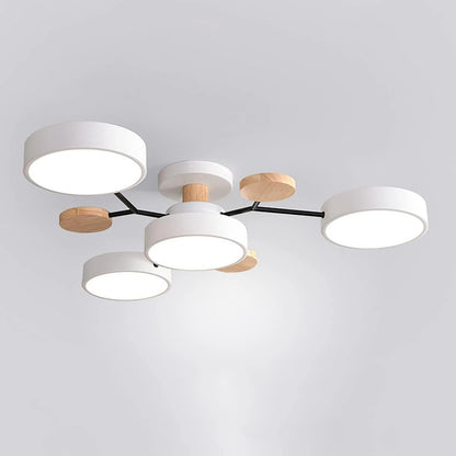 Modern Round Iron LED Semi-Flush Ceiling Chandelier