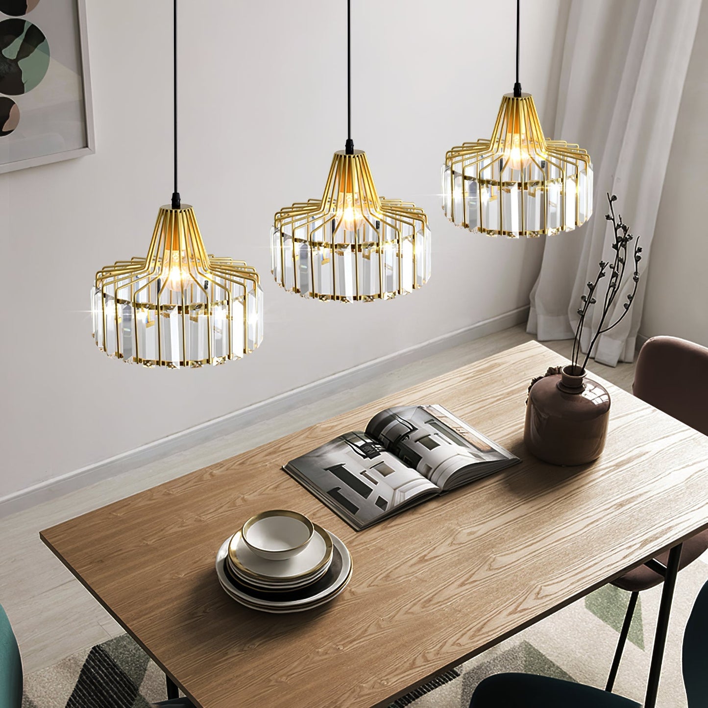 Black Modern Crystal Hanging Pendant Light
