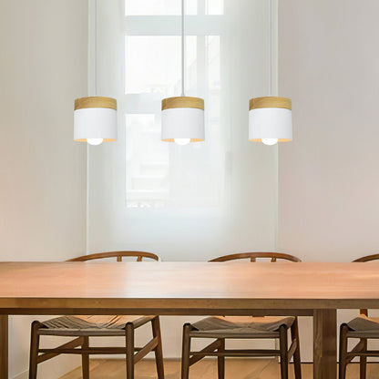 Wood Nordic Cylindrical Suspension Lamp