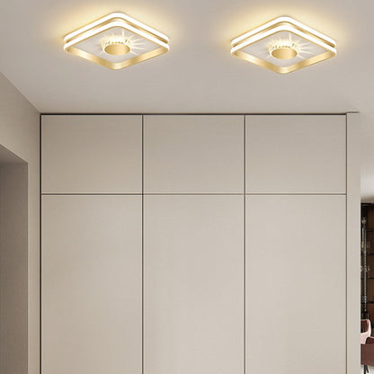 Gold Crystal LED Hallway Ceiling Light