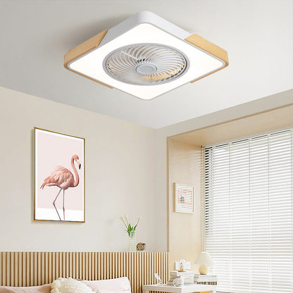 Round Modern Wood Ceiling Fans With LED Lights