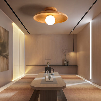 Nordic Wooden Minimalist Round Hallway Ceiling Light