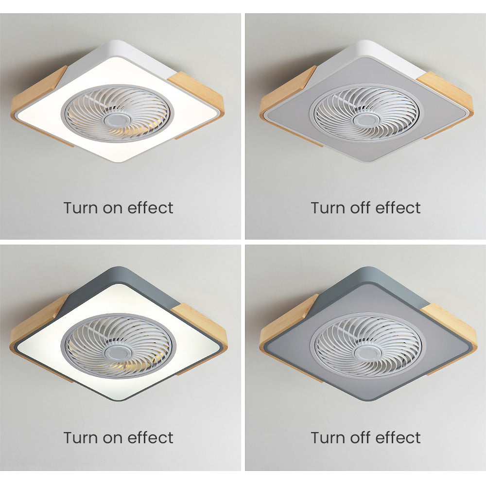 Round Modern Wood Ceiling Fans With LED Lights