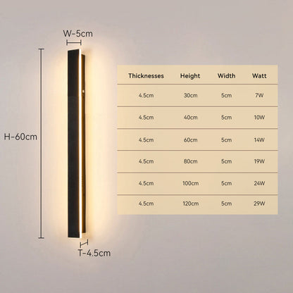 Industrial IP65 Modern Long Black Acrylic LED Outdoor Wall Lights
