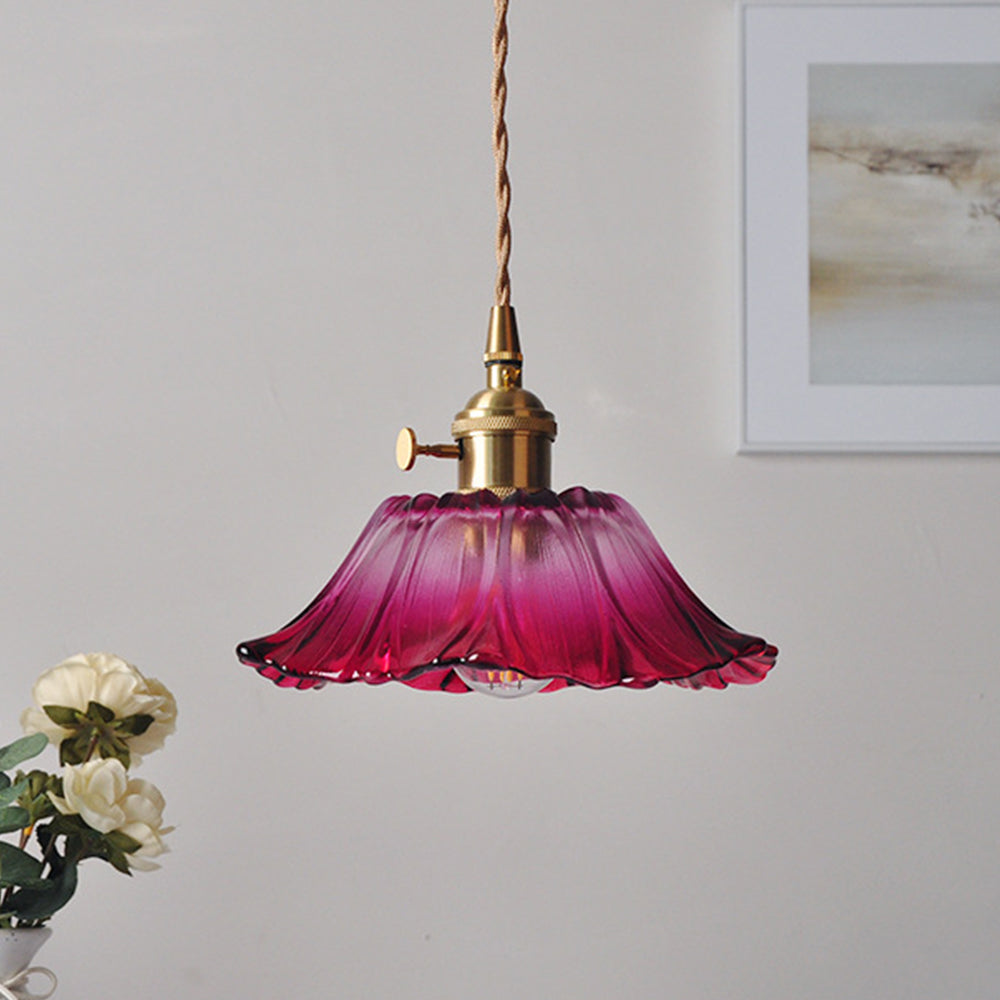 Retro Glass Flower Pendant Light For Dining Room
