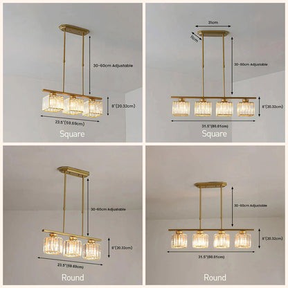 Nordic Multi Head Glass Island Chandelier