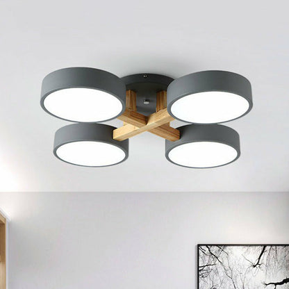 Iron Wood Modern LED Bedroom Ceiling Light
