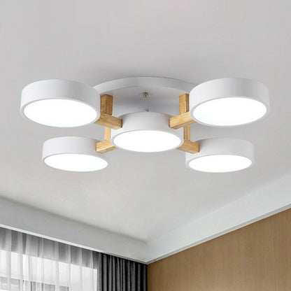 Iron Wood Modern LED Bedroom Ceiling Light