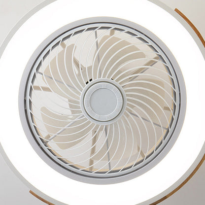 Round Modern Wood Ceiling Fans With LED Lights