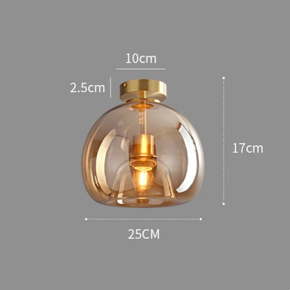 Modern Copper Glass Flush Mount Ceiling Light