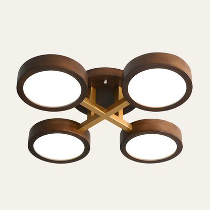 Iron Wood Modern LED Bedroom Ceiling Light
