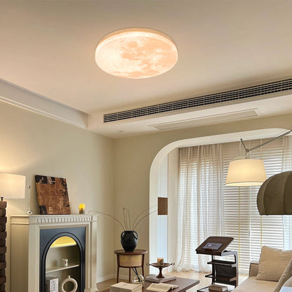Art Deco Moon Round LED Ceiling Light For Living Room