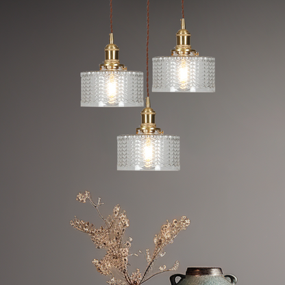 Vintage Cylinder Glass Pendant Light